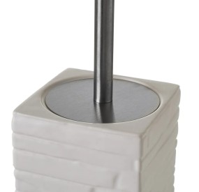 WHITE CERAMIC STONE EFFECT TOILET BRUSH HOLDER 30cm