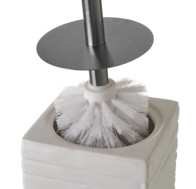 WHITE CERAMIC STONE EFFECT TOILET BRUSH HOLDER 30cm