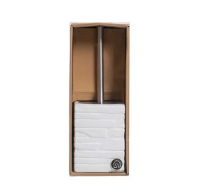 WHITE CERAMIC STONE EFFECT TOILET BRUSH HOLDER 30cm