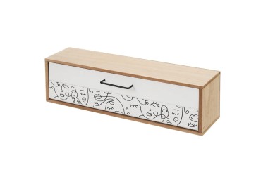 BOX 6 COMPARTMENTS ONE LINE MDF WOOD 39x10x11cm