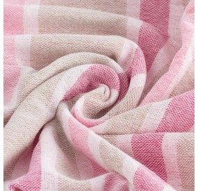 NATURAL STRIPED MICROSPONGE BEACH TOWEL FUCHSIA 75x190cm