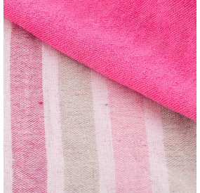 NATURAL STRIPED MICROSPONGE BEACH TOWEL FUCHSIA 75x190cm