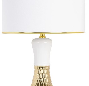 WHITE GOLDEN CERAMIC AND LINEN TABLE LAMP 45cm