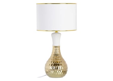 WHITE GOLDEN CERAMIC AND LINEN TABLE LAMP 45cm