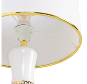 WHITE GOLDEN CERAMIC AND LINEN TABLE LAMP 45cm