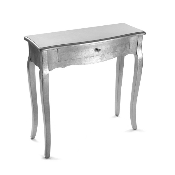 CAGLIARI ENTRANCE TABLE IN SILVER WOOD 80x30cm VERSA