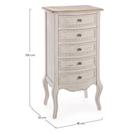 CLARISSE 5 DRAWER CHEST OF BIZZOTTO WHITE WOOD