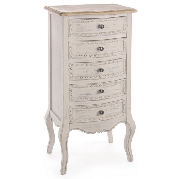 CLARISSE 5 DRAWER CHEST OF BIZZOTTO WHITE WOOD