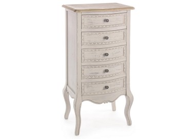 CLARISSE 5 DRAWER CHEST OF BIZZOTTO WHITE WOOD