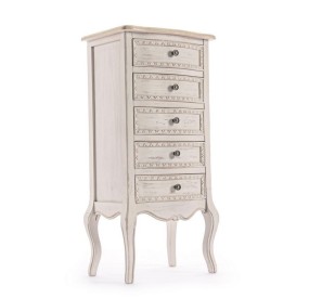 CLARISSE 5 DRAWER CHEST OF BIZZOTTO WHITE WOOD