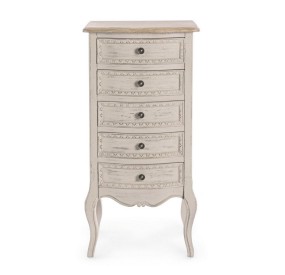 CLARISSE 5 DRAWER CHEST OF BIZZOTTO WHITE WOOD