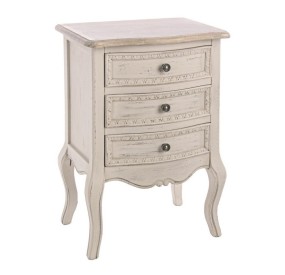 CLARISSE 3 DRAWER BEDSIDE TABLE IN BIZZOTTO WHITE WOOD