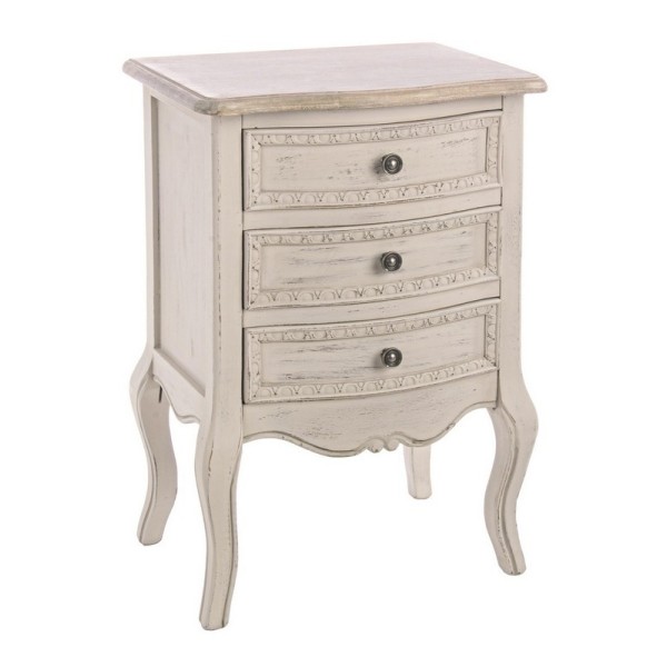 CLARISSE 3 DRAWER BEDSIDE TABLE IN BIZZOTTO WHITE WOOD