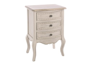 CLARISSE 3 DRAWER BEDSIDE TABLE IN BIZZOTTO WHITE WOOD