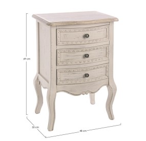 CLARISSE 3 DRAWER BEDSIDE TABLE IN BIZZOTTO WHITE WOOD