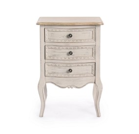 CLARISSE 3 DRAWER BEDSIDE TABLE IN BIZZOTTO WHITE WOOD