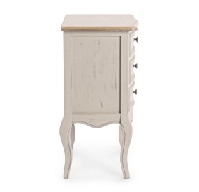 CLARISSE 3 DRAWER BEDSIDE TABLE IN BIZZOTTO WHITE WOOD