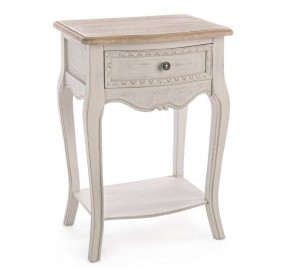 CLARISSE 1 DRAWER BEDSIDE TABLE IN BIZZOTTO WHITE WOOD