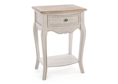 CLARISSE 1 DRAWER BEDSIDE TABLE IN BIZZOTTO WHITE WOOD