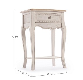 CLARISSE 1 DRAWER BEDSIDE TABLE IN BIZZOTTO WHITE WOOD