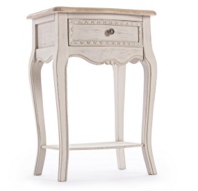 CLARISSE 1 DRAWER BEDSIDE TABLE IN BIZZOTTO WHITE WOOD