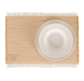 BREAKFAST PLACEMAT WITH BEIGE FRINGE 46x33cm