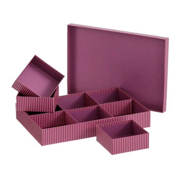 SCATOLA 6 COMPARTIMENTI LINEA GRANATO ROSA 39x26cm