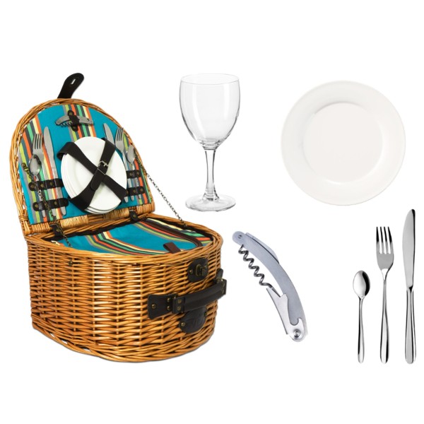 HONEY COLOR WICKER PICNIC BASKET FOR 4 PEOPLE