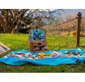 HONEY COLOR WICKER PICNIC BASKET FOR 4 PEOPLE