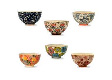 SET OF 6 DECORATED CERAMIC CUPS