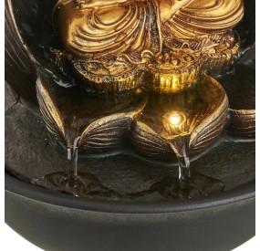 GOLD BUDDHA FOUNTAIN WITH LED LIGHT 30cm