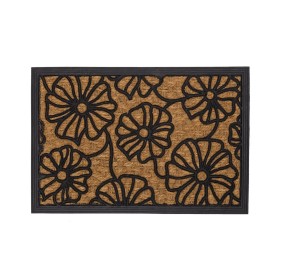 FLOWERS DOORMAT IN COCONUT FIBER AND RUBBER 60x40cm