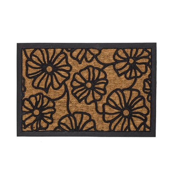 FLOWERS DOORMAT IN COCONUT FIBER AND RUBBER 60x40cm