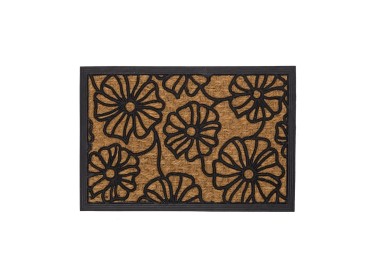 FLOWERS DOORMAT IN COCONUT FIBER AND RUBBER 60x40cm