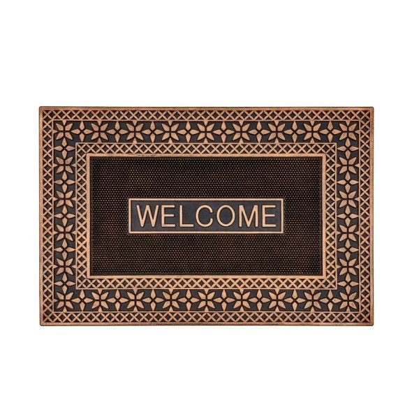 GOLD WELCOME RUBBER DOORMAT 60x40cm