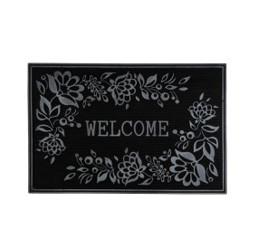 SILVER WELCOME RUBBER DOORMAT 60x40cm