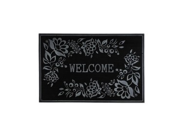 SILVER WELCOME RUBBER DOORMAT 60x40cm