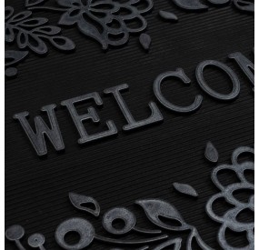 SILVER WELCOME RUBBER DOORMAT 60x40cm