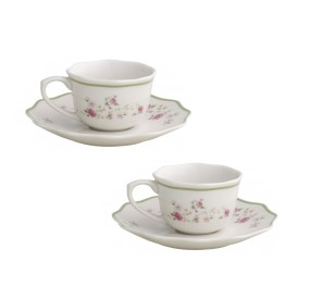 SET OF 2 PCS GRANDMA PINK PORCELAIN COFFEE CUPS