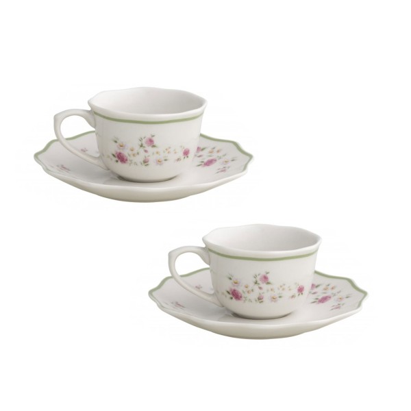 SET OF 2 PCS GRANDMA PINK PORCELAIN COFFEE CUPS