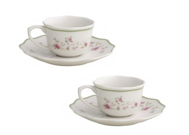 SET OF 2 PCS GRANDMA PINK PORCELAIN COFFEE CUPS