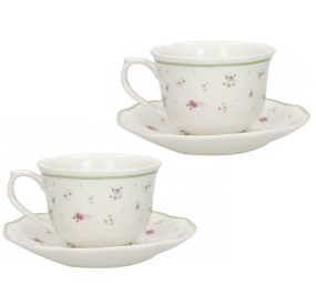 SET OF 2 GRANDMOTHER PINK TEA CUPS IN PORCELAIN