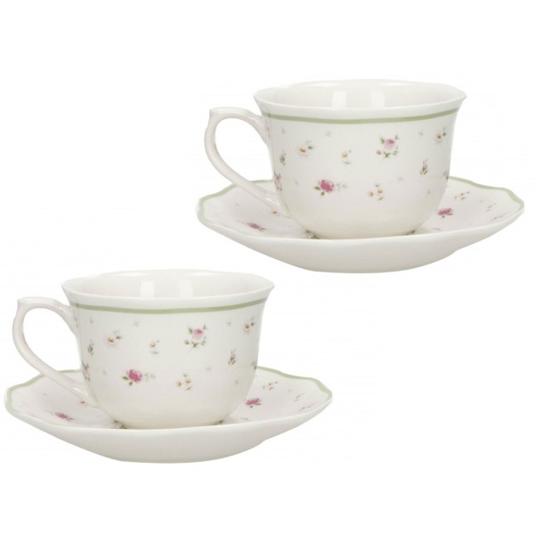 SET OF 2 GRANDMOTHER PINK TEA CUPS IN PORCELAIN