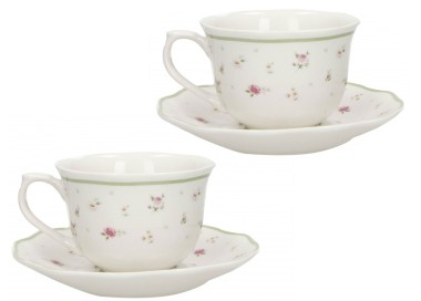 SET OF 2 GRANDMOTHER PINK TEA CUPS IN PORCELAIN