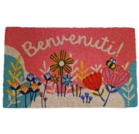 BRANDANI FLOWERS DOORMAT IN COCONUT FIBER 45x75cm