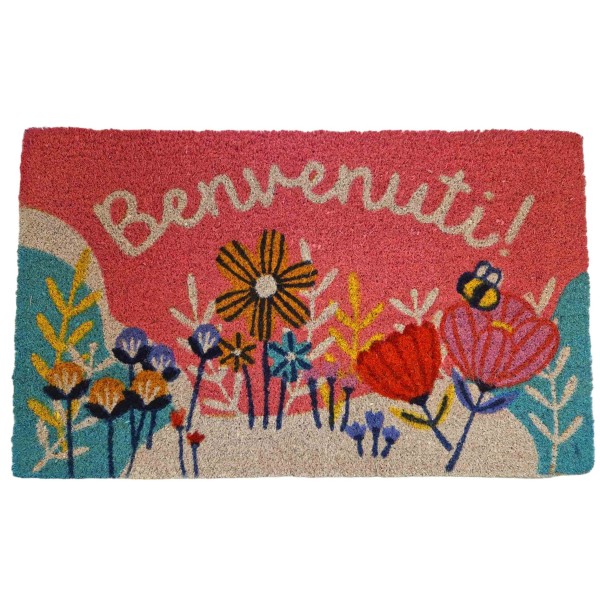 BRANDANI FLOWERS DOORMAT IN COCONUT FIBER 45x75cm