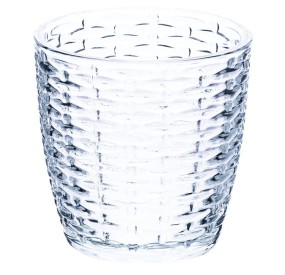 SET OF 6 WATER GLASSES IN WORKED GLASS WITH VILLA D'ESTE GEOMETRIES