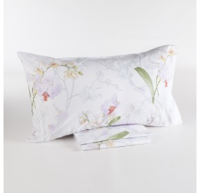 SET OF SHEETS + ORCHID DOUBLE PILLOWCASES - WATER COLOR 100% COTTON