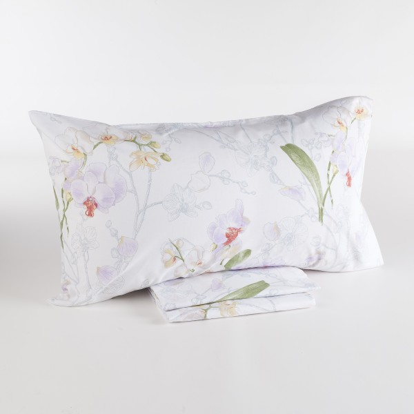 SET OF SHEETS + ORCHID DOUBLE PILLOWCASES - WATER COLOR 100% COTTON