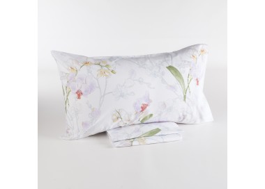 SET OF SHEETS + ORCHID DOUBLE PILLOWCASES - WATER COLOR 100% COTTON